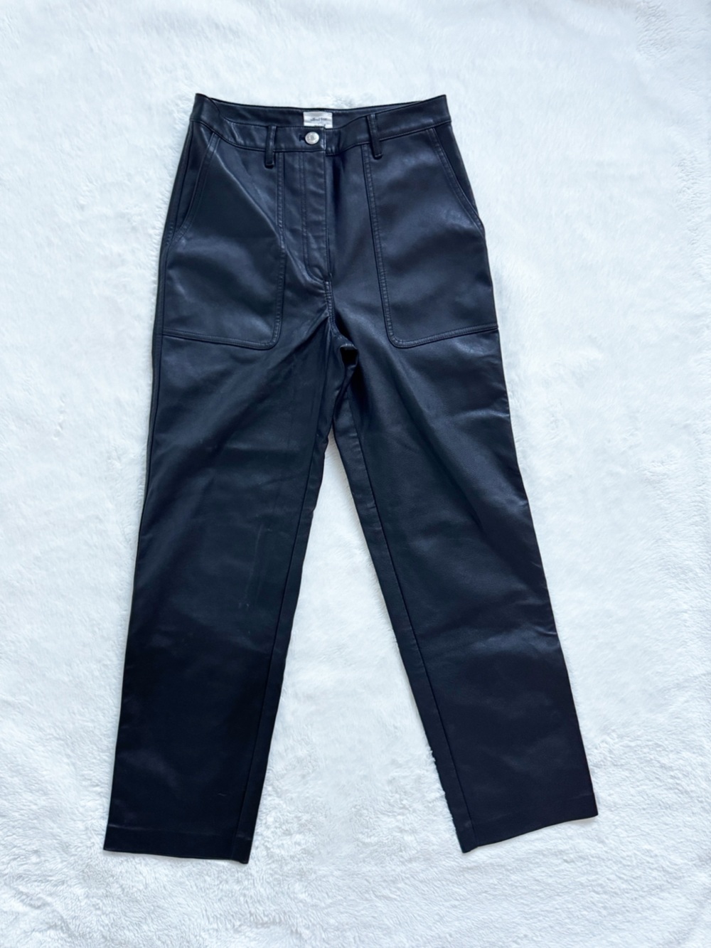 WILFRED FREE | Lucy High-Waisted UnReal Leather Utility Pants - Black - Picture 4 of 11